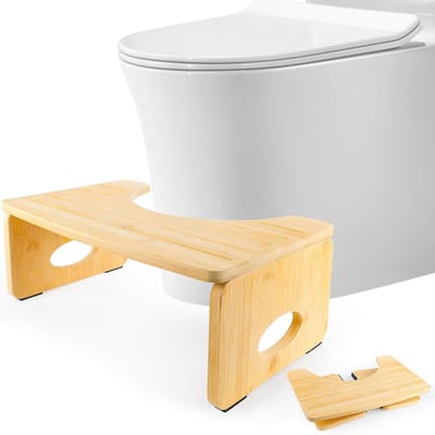 Bamboe toiletkruk opvouwbaar – antislip opstapkruk voor kinderen, volwassenen en ouderen – ergonomisch poepkrukje voor constipatie en gezonde stoelgang – lichtgewicht badkamerkruk