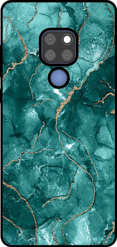 Smartphonica Telefoonhoesje Geschikt voor Huawei Mate 20 met marmer opdruk - TPU backcover case marble design - Goud Groen geschikt voor Huawei Mate 20