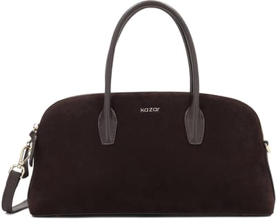 Suede brown handbag with handles