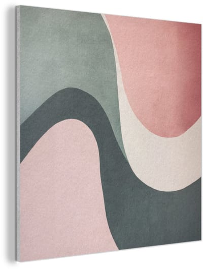 Akoestisch wandpaneel 40x40 cm - Vilt schilderij Abstract - Golven - Sierlijk - Roze - Akoestische panelen - Geluidsdempende wanddecoratie - Geluidsisolatie woonkamer - Muurdecoratie geluidspanelen