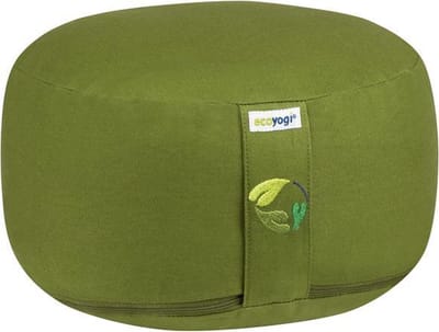 Meditatiekussen Ecoyogi Groen Standaardmaat 15 cm x 30 cm (Hoogte x Diameter) – Wasbare Buitenhoes – Aanpasbare Boekweit Vulling - 100% Gecertificeerd Biologisch Katoen | GOTS Gecertificeerd - Duurzaam Yoga zit kussen – Yogakussen