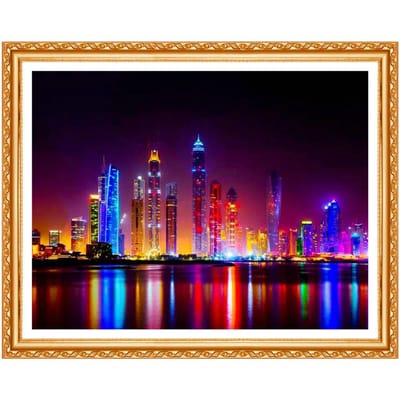 DIY volledige ronde boor Diamond schilderij Cross Stitch City Night View Strass borduurwerk Home Decor 20X30CM brown