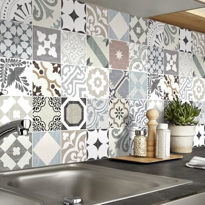 Zelfklevende tegelmuurstickers voor keuken en badkamer - 24 authentieke Cardo cementtegelstickers - 24 stickers 30x30cm