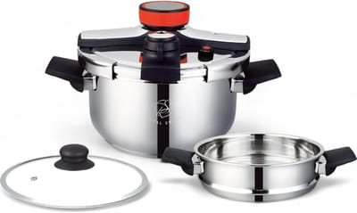 Snelkookpan RVS - Drukpan Keuken - Snel Koken - Inclusief Stoommandje - 10 Liter Capaciteit - Zilver