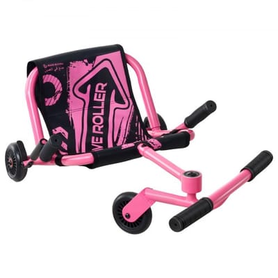 VEVOR Fun Vehicle met zigzagaandrijving, 68 kg draagvermogen, roze, driewieler voor kinderen vanaf 4 jaar, metalen frame en 400D Oxford-stof, kleurrijke LED-verlichte wielen, in 3 standen verstelbare lengte, met remhendel.