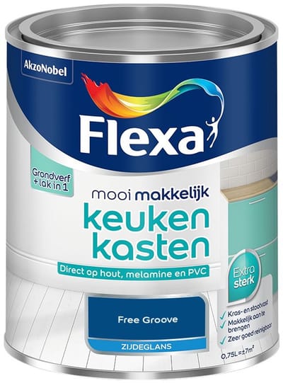 Flexa - Mooi Makkelijk Keukenkasten Zijdeglans - Free Groove - Mengverf - 750 Ml