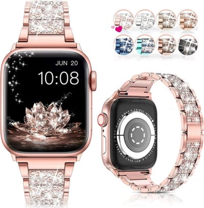 Luxe Smart Watch Armband Geschikt Voor Apple Smart Watch Band 7 8 9 Elegante Diamant Shining VrouwenHorloge Band Se 6 5 4 - 38mm 40mm 41mm Rose Gold