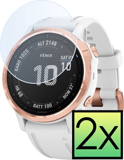 Screenprotector - 2 Stuks - Geschikt voor Garmin Fenix 6s Pro - Extra Sterk - Tempered Glass - Gehard Glas - Beschermglas Screen Cover - Bescherm Protector voor Smartwatch