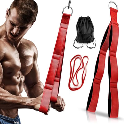 Tricep Rope Cable Accessoire voor Spierversterking, Geschikt voor Thuis en in de Sportschool met Weerstandsbanden en Draagtas, 65 x 5 cm