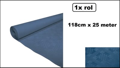 Luxe Tafelkleed op rol donker blauw met relief 118cm x 25 meter papier - diner kerst food festival eten fun thema feest party