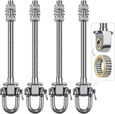 SnelShoppen - Heavy Duty Swing Hangers met Lagers (Set van 4), 1800lbs Capaciteit, RVS, Voor Binnen/Buiten, Duurzaam en Roestvrij, Swing Set Hardware