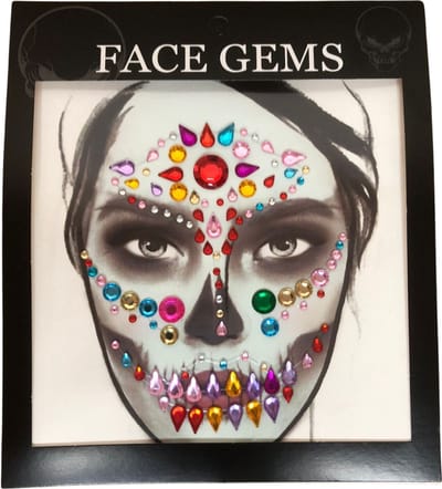 Halloween Glitters - Face en Body Opplak Steentjes - Multi kleur - Halloween Doodshoofd