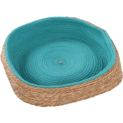 Lit pour Animal de Compagnie en Rotin Ingénieux Rond Animal de Compagnie Mini Cochon Dortoir Quatre Saisons Lit Frais pour Animaux Vert 45x45x10cm vert