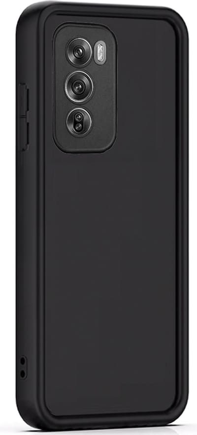 Hoesje geschikt voor Oppo Reno 12 Pro - Versterkte randen - Bescherming Camera & Scherm - Matte Design Jet Zwart