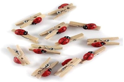 Lieveheersbeestje mini wasknijper, hout, meerkleurig, 11 x 5,6 x 1 cm, 12 stuks