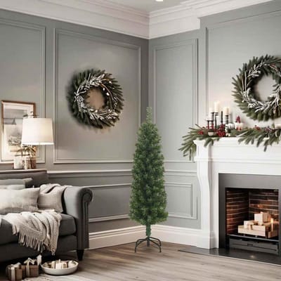 vidaXL - Kunstkerstboom - met - standaard - smal - 120 - cm - PVC - groen