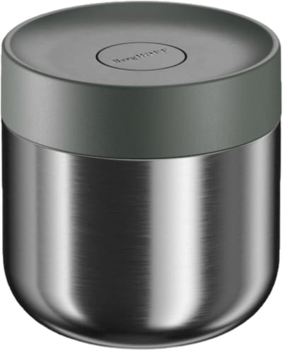 BergHOFF Home Nommie – Thermos Lunchbox - Food Jar 0.35L – Lekvrije Yoghurtbeker To Go – Isoleerbeker voor Soep - Dubbelwandige Isolatie - RVS Thermische Voedselcontainer – Houdt 6u Warm/Koud – Khaki & Zilver