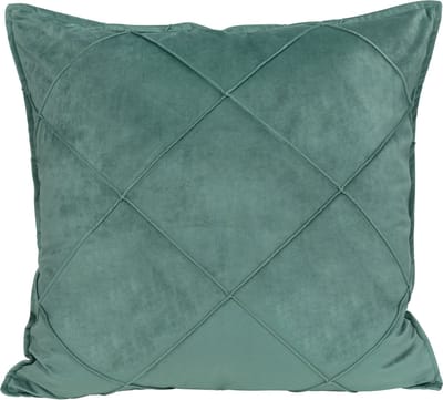 QUVIO Sierkussen geruit - Gevuld - Sierkussens voor binnen - kussentjes bank - Kussentjes - Sierkussens vierkant - Gevulde sierkussens - Sierkussens Eucalyptus groen - Figuren sierkussens - Sierkussens - 50 x 50 cm - Fluweel - Eucalyptus groen