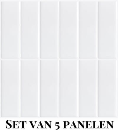 Wallways Wandpanelen - Plaktegels - Set van 5 Tegels - Tegelsticker - Zelfklevende Tegels - 30 x 30cm - Waterdicht - Krasbestendig - Hittebestendig - 3M Kleeflaag - 2MM dik - Alta White