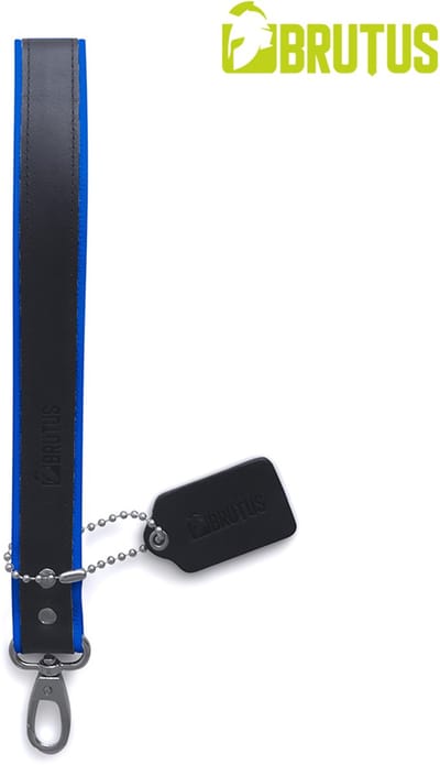 Brutus - Korte Lederen Bondage Leash - Zwart/Blauw