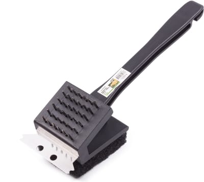 Benson BBQ borstel - 3 in 1 - grillborstel / spons / schraper - RVS - kunststof - met handvat