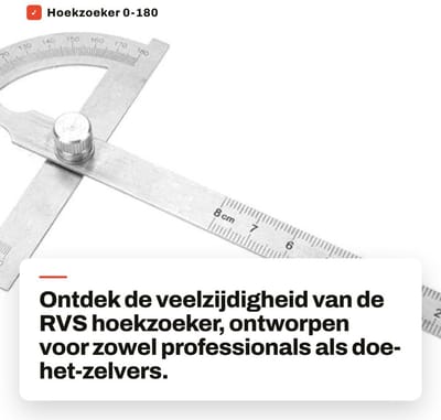 Dailygoods- Gradenboog RVS 0-180 ° - Hoekzoeker - Liniaal 2-in-1 - Vergrendelingshoek - Praktisch - Duurzaam - Hoekmeter