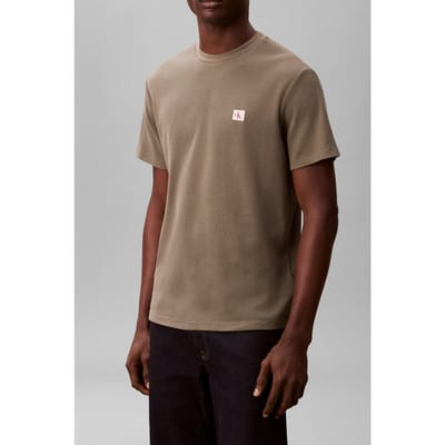 Calvin Klein Short Sleeve Waffle Badge Crew Dusty Olive Taglia: L | Magliette basic Outlet | Uomo | Verde