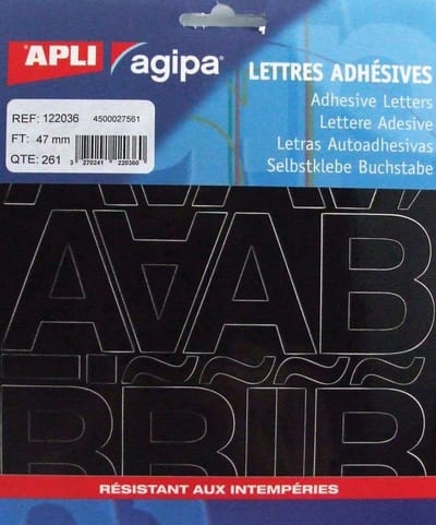 Agipa etiketten cijfers en letters letterhoogte 47 mm, 261 letters