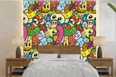 Behang - Fotobehang Kinderen - Patronen - Regenboog - Design - Meiden - Jongens - Breedte 240 cm x hoogte 240 cm