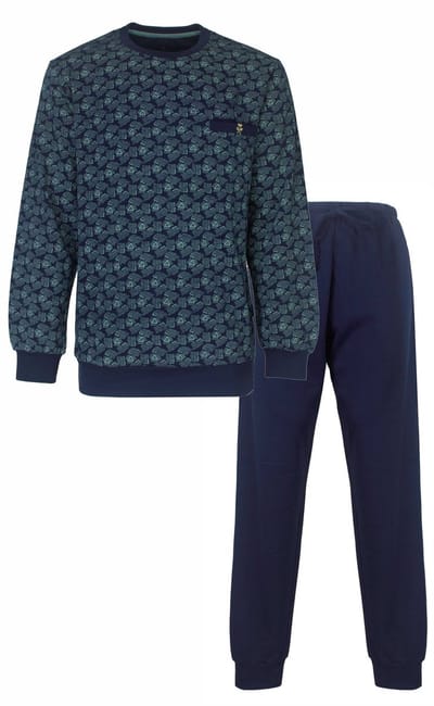 Paul Hopkins Heren Pyjama - Fleece - Lange Mouwen - Donker Blauw - Maat L