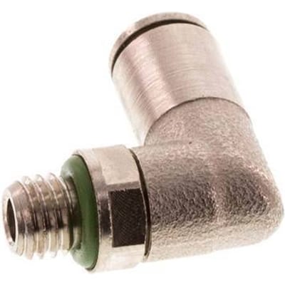 4mm x M 7 90 graden L-verbinding Messing Insteekfitting Buitendraad Draaibaar FKM