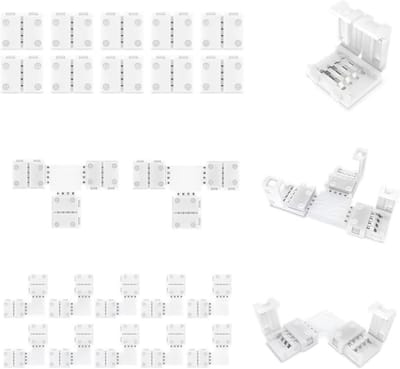 Solderloze LED Hoekconnector voor 10 mm RGB SMD 5050/3528 LED Strips - 4 Pin T-vormig (22 Stuks) voor Eenvoudige Installatie en Verbinding