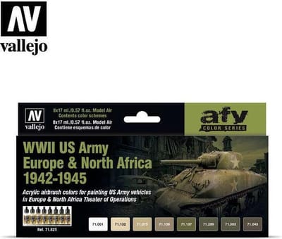 Vallejo Hobbyverf Acrylverf - 71625 WWII US Army Europe - North Africa 1942-1945 - Acryl Set Verf set - 8x 17 ml