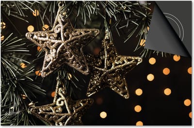 Inductie beschermer 60x60 - afdekplaat inductie mat - Dietrix Kookplaat beschermer - Exclusief - Feestdagen - Gouden sterren in kerstboom