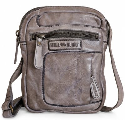 Hillburry Crossbody Gewassen Leer - Grijs - compact model - (bxhxd) ca. 17cm x 22cm x 4cm
