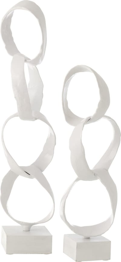 J-Line decoratie Figuur Ringen op voet - aluminium - wit - large