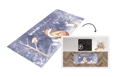 Keukenloper - Loper keuken - Winter - Vos - Konijn - Vogel - 120x50 cm - Keukenloper vinyl