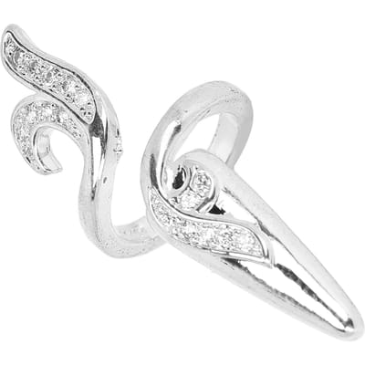 Dames Vinger Nagels Ringen Charmante Strass Steentjes Nagelhoes Ring voor Nagellak Decoratie Zilveren Staart