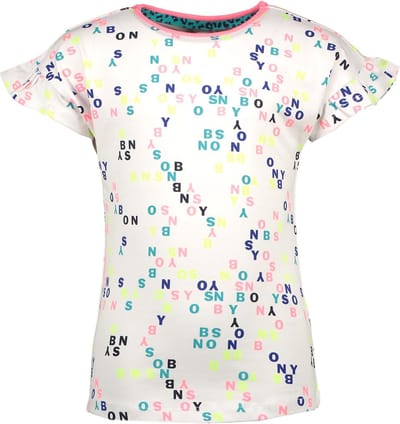 B.Nosy Meisjes T-shirt - white letter - Maat 146/152
