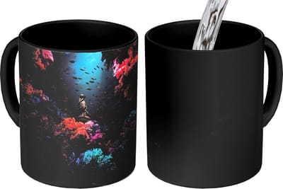 Magische Mok - Foto op Warmte Mokken - Koffiemok - Standbeeld - Zeebodem - Koraal - Kleurrijk - Magic Mok - Beker - 350 ML - Theemok