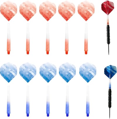 Set van 12 Stabiele Dart Flights 2BA, Rood/Blauw, Accessoires voor Standaard Darts, Precisie Assemblage, Duurzaam en Lichtgewicht