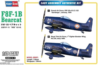 HobbyBoss Modelbouwpakket Militaire voertuigen - 87268 F8F-1B Bearcat Plane Plastic - 1:72 - Modelbouw