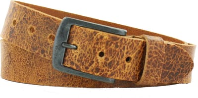 Leren Riem geschuurd | 4cm breed | Riemmaat: 115cm (totale lengte: 130cm) | 100% echt leer | Kleur: cognac | Nikkelvrije gesp