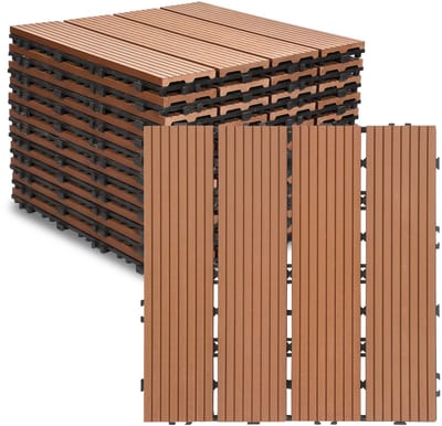66x WPC Terrastegels 30x30 cm, onderhoudsvriendelijk, voor balkon en terras Bruin