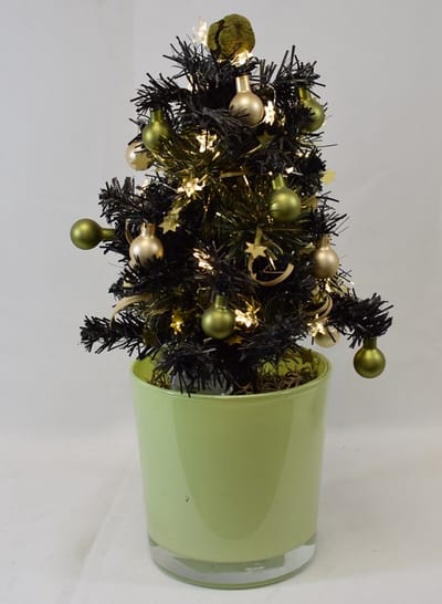 ZoeZo Design - kerstukje - Mini - kerstboom - kunststof - kerst - H 35 Ø 13 cm - groen - met verlichting