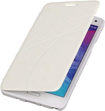 TPU Samsung Galaxy Note 4 Booktype Lijn Motief Hoesje Wit