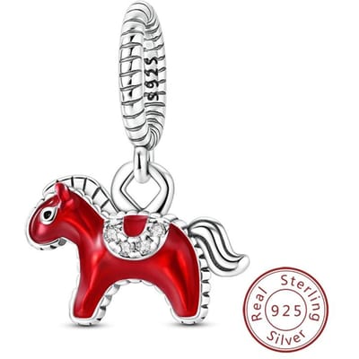 Charms Cheval Dala Tendance Mode Femmes Bijoux Rouges Cuivre Puissance Courage Loyauté Dignité Pendentifs S'adapte aux Bracelets