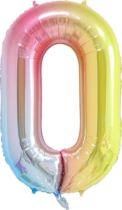 DW4Trading Regenboog Cijfer Ballon 0 - Feestversiering - Decoratie - Helium Ballon - 40 cm