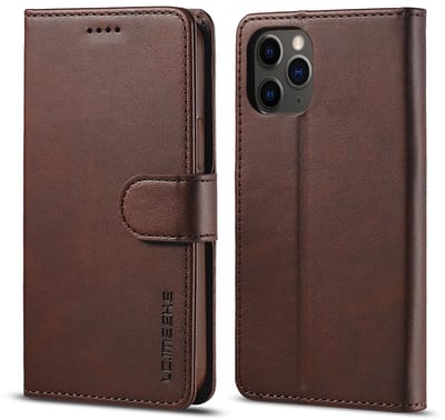 LC.IMEEKE Hoesje - Geschikt voor iPhone 12 Hoesje - LC.IMEEKE Luxe Book Case - Donkerbruin