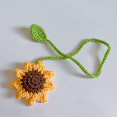 1 marque-page tournesol - Marque-pages fleurs pour femmes Marque-page unique Tricoté à la main Cadeau idéal pour les amoureux des livres orange